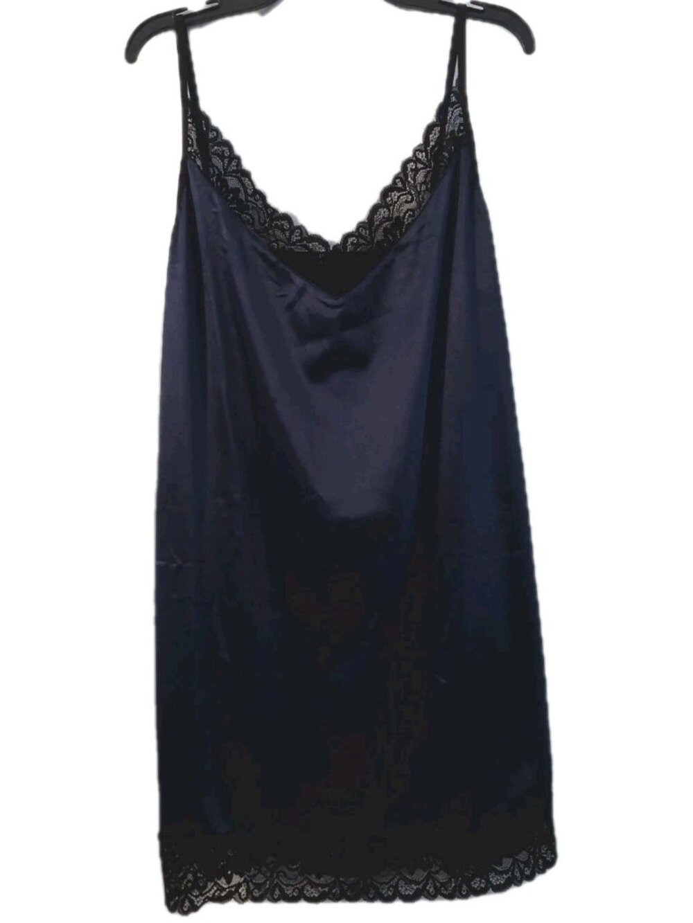 IN’VOLAND Womens Dress Nightgown Size 20 Blue Satin Lace Chemise Slip Sleepwear
